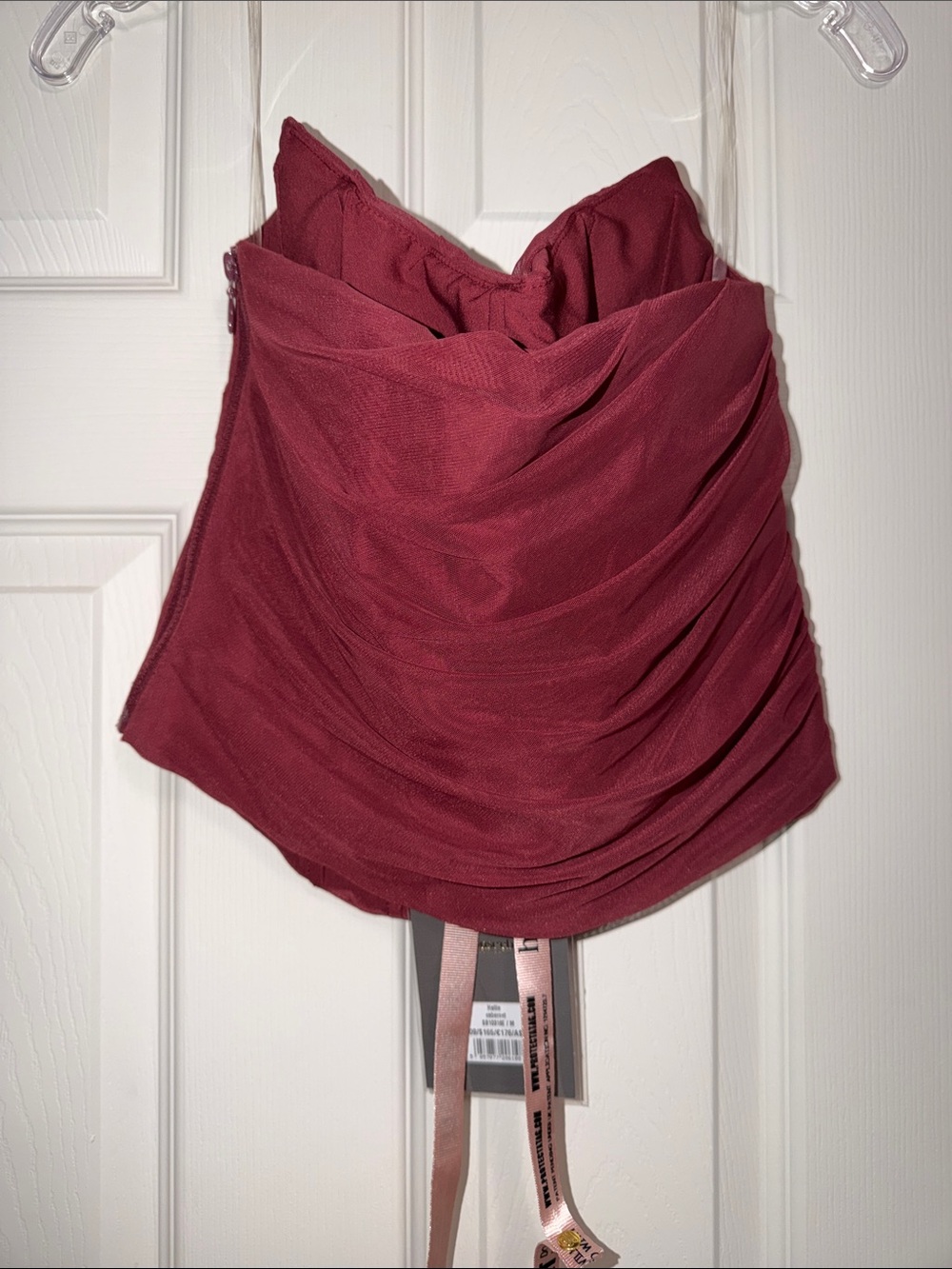 House of CB Hallie Cabernet Strapless Corset With Neck Scarf (Regular Cup Size) - Picture 4 of 12